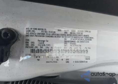 2018 Ford Focus S from USA, damaged, VIN 1FADP3E28JL225846